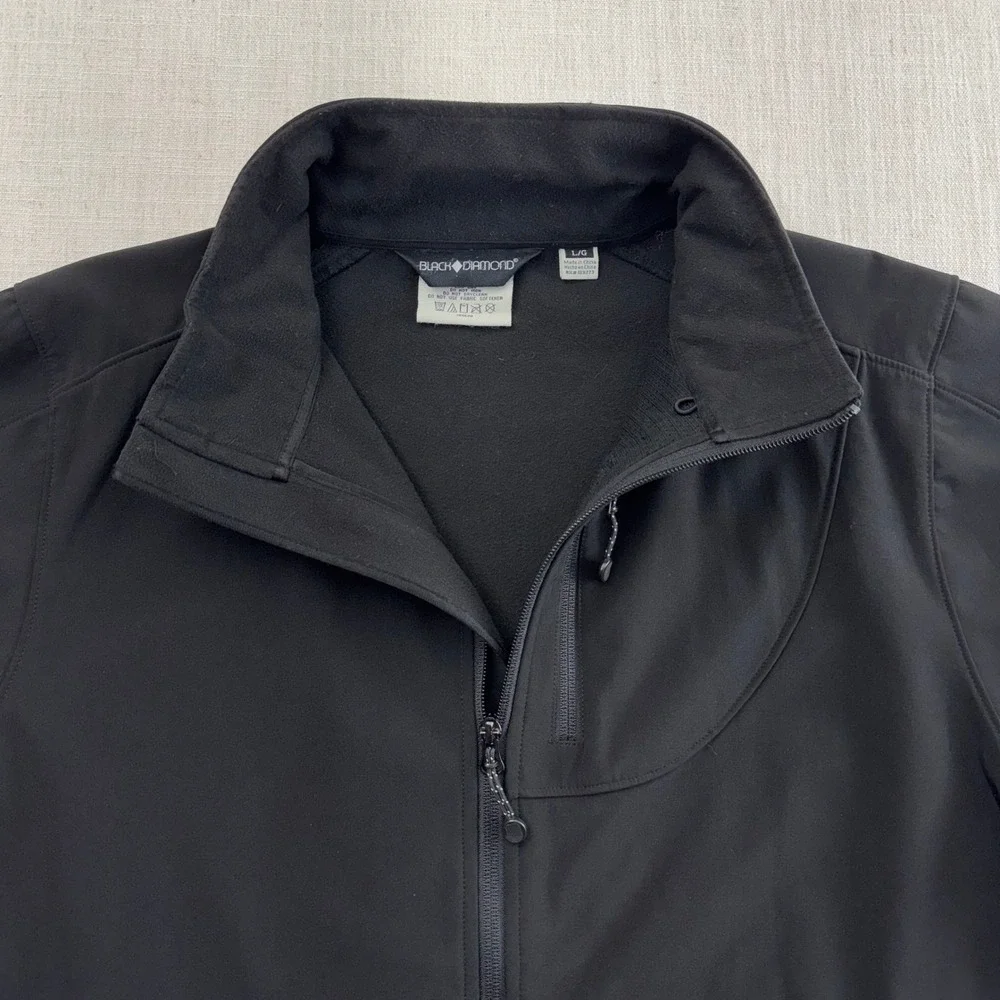 Black Diamond Mens Softshell Fleece Lined Jacket Black Large Full Zip